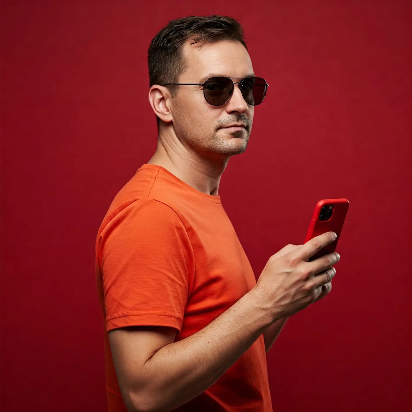 Mężczyzna w okularach trzymający smartfon, gotowy do korzystania z cyfrowych rozwiązań