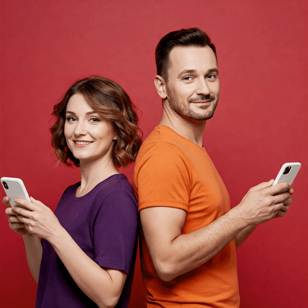 Użytkownicy trzymający smartfony, symbolizujących projektowanie i rozwój rozwiązań cyfrowych