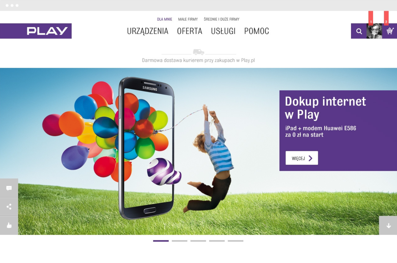 Strona Play z modułem oferty i grafiką smartfona jako przykład rozwiązań digital.